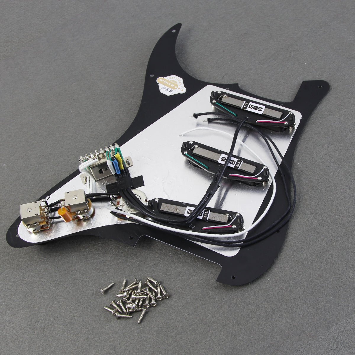 OriPure OLD-HR Prewired Guitar Pickguard SSS Loaded Hot Rails-Hot Rails-Hot Rails Alnico 5 Set