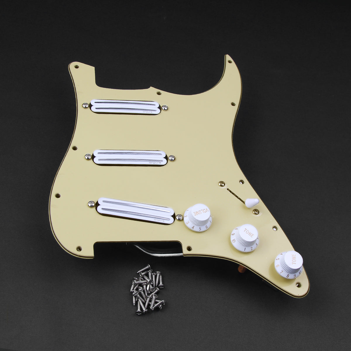 <transcy>OriPure Loaded Prewired Pickguard SSS Strat mit Alnico 5 Single Coil Pickups</transcy>