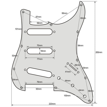 FLEOR White 3ply Strat Pickguard Set for 11 Hole Strat SSS | iknmusic